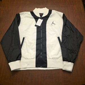 Nike Jordan Flight MVP Spellout Jacket Black Sail FB7032-133 Men's Size L